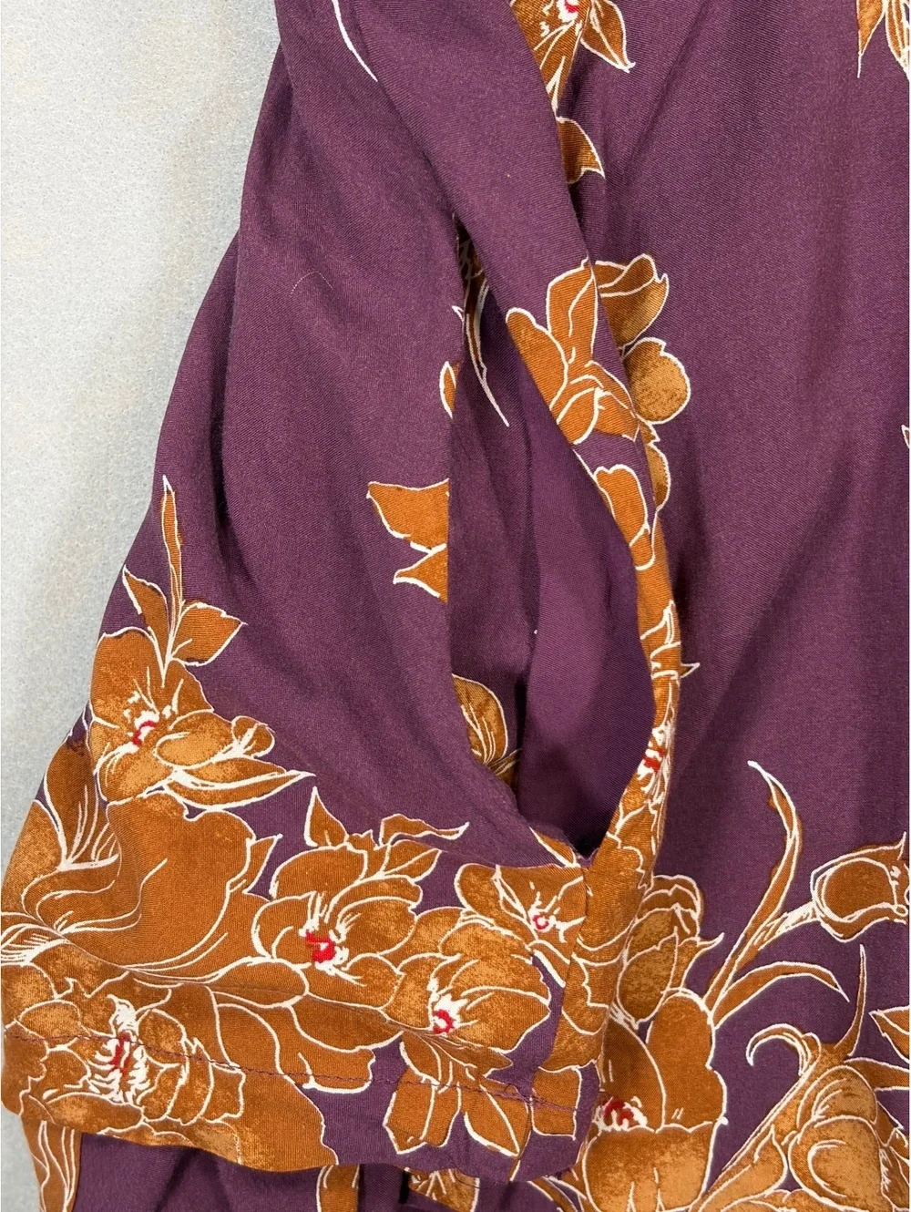 Free People Shake It Floral Long Sleeve Mini Dress Plum Orange Boho Fall Size XS